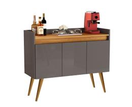 Aparador Buffet Sala 3 Portas Safira Pés Palito Madeira Maciça - Várias Cores - JM Mais Móveis