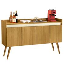 Aparador Buffet Sala 4 Portas Luxo Prime - Madeirado/Off White - MJM Casa dos Móveis