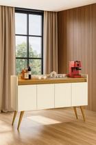 Aparador Buffet Sala 4 Portas Marine Pés Madeira Maciça - Várias Cores - MJM Casa dos Móveis