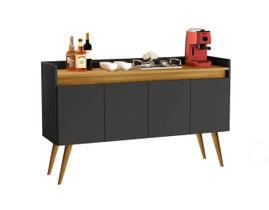 Aparador Buffet Sala 4 Portas Safira Pés Palito Madeira Maciça - Várias Cores - JM Mais Móveis Aparador Buffet Sala 4 Portas Safira Pés Palito Madeira Maciça - Várias Cores - JM Mais Móveis