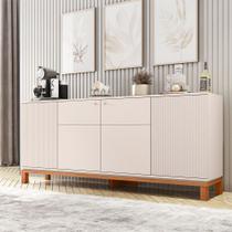 Aparador Buffet Sala de Estar 4 Portas 180cm Visari Off White/Freijó C01 - D Rossi Aparador Buffet Sala de Estar 4 Portas 180cm Visari Off White/Freijó C01 - D Rossi