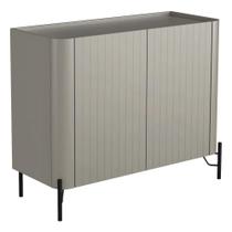 Aparador Buffet Sala de Jantar 2 Portas Brise Pés Industrial Preto Naim I03 Grigio - Lyam Decor Aparador Buffet Sala de Jantar 2 Portas Brise Pés Industrial Preto Naim I03 Grigio - Lyam Decor