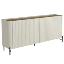 Aparador Buffet Sala de Jantar 4 Portas Brise Pés Industrial Preto Naim I03 Luna Louro - Lyam Decor Aparador Buffet Sala de Jantar 4 Portas Brise Pés Industrial Preto Naim I03 Luna Louro - Lyam Decor