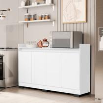 Aparador Buffet Sala de Jantar 4 Portas Ryzen Cor Branco