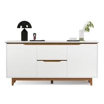 Aparador Buffet Sala Flow 2 Portas 2 Gavetas com Pés de Madeira Branco com Freijó - Rede Móveis Aparador Buffet Sala Flow 2 Portas 2 Gavetas com Pés de Madeira Branco com Freijó - Rede Móveis