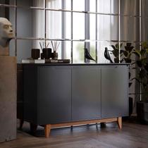 Aparador Buffet Sala Flow 3 Portas com Pés de Madeira Preto - Rede Móveis