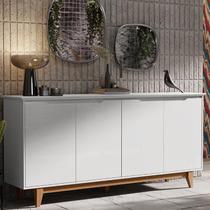 Aparador Buffet Sala Flow Com 4 portas Pés Madeira Maciça