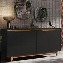 Aparador Buffet Sala Flow Com 4 portas Pés Madeira Maciça