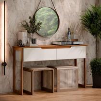 Aparador Buffet Sala Flow Eros 2 Portas com Pés de Madeira OffWhite com Freijó - Rede Móveis