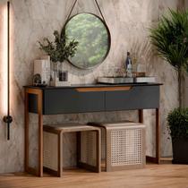 Aparador Buffet Sala Flow Eros 2 Portas com Pés de Madeira Preto com Freijó - Rede Móveis