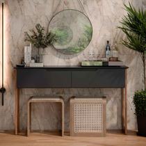 Aparador Buffet Sala Flow Eros 2 Portas com Pés de Madeira Preto - Rede Móveis