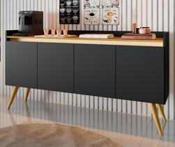 Aparador Buffet Sala Gold 4 Portas com Pés de Madeira Maciça