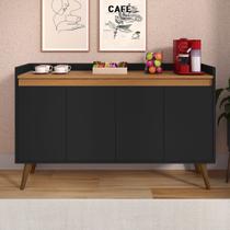 Aparador Buffet Sala Hall De Entrada Cantinho Do Café Retrô Prateleira Interna Lívia 4 Portas - Lojas K7