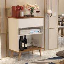 Aparador Buffet Sala Pés Palito Retrô 1 Gaveta Beatriz - Off White com Freijó Aparador Buffet Sala Pés Palito Retrô 1 Gaveta Beatriz - Off White com Freijó