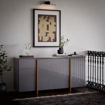 Aparador Buffet Sala Sense 4 Portas 160cm com Pés de Madeira Cinza - Rede Móveis