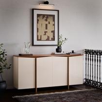 Aparador Buffet Sala Sense 4 Portas 160cm OffWhite/Freijó - Rede Móveis Aparador Buffet Sala Sense 4 Portas 160cm OffWhite/Freijó - Rede Móveis