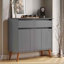 Aparador Buffet Sala Zeus 3 Portas 1 Gaveta Cinza - Rede Móveis Aparador Buffet Sala Zeus 3 Portas 1 Gaveta Cinza - Rede Móveis