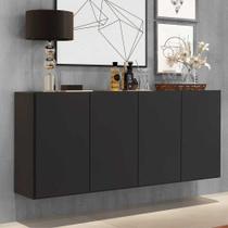 Aparador Buffet Suspenso Multimóveis Veneza 4 Portas FG3594 Preto