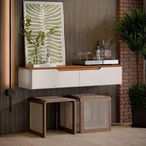 Aparador Buffet Suspenso Sala Flow Eros 2 Portas OffWhite com Freijó - Rede Móveis