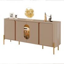 Aparador Buffet Tambau Sala 4 Portas Pés em Aço LED Interno Aparador Buffet Tambau Sala 4 Portas Pés em Aço LED Interno