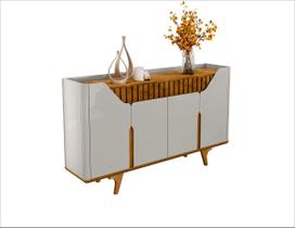 Aparador Buffet Tamisa 4 Portas 2 Prateleiras MDF Off White Naturalle Bechara
