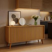 Aparador Buffet Trancoso Porta De Correr Ripada Tampo Em Mdf Nature Ripado 160cm