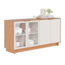 Aparador Buffet Vitoria 2 Portas MDP 2 Vidro e Prateleiras