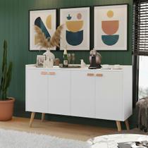 Aparador Buffet Zeus Retrô 4 Portas Pés Palito MDF, Armário Bar Cantinho Café Design Vintage para Sa