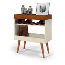 Aparador Café Drink com Adega Pés em Madeira Pinus - Off White/Caramelo - Ofertamo