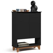 Aparador Cantinho do Café 2 Portas 68cm Hall Flow Preto - EJ Móveis