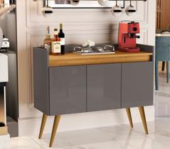 Aparador Cantinho do Café Buffet 3 portas luxo Cor Cinza / Madeirado - MJM Casa dos moveis