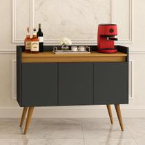 Aparador Cantinho do Café Buffet 3 portas luxo Cor Preto / Madeirado - MJM Casa dos moveis