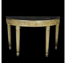 Aparador Classico Meia Lua Folha Ouro Finos Entalhes