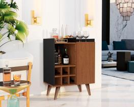 Aparador com Adega Bar estilo retrô 1 porta Lulu cor Preto com Freijo - Comprar Moveis Em Casa - Comprar Móveis em Casa