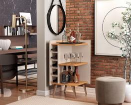 Aparador com Adega Canto Pés Palito Milão cor Off White/Nature - Comprar Moveis para sua Casa