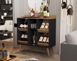 Aparador com Adega Penelope pés palito cor Preto / Freijó - Comprar Moveis para sua Casa Aparador com Adega Penelope pés palito cor Preto / Freijó - Comprar Moveis para sua Casa