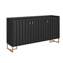 Aparador Com Portas Trendy 160cm Puxador Em Couro Pés Em Aço Aparador Com Portas Trendy 160cm Puxador Em Couro Pés Em Aço