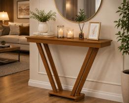 Aparador Console Elegante Canela Com Base Amadeirada Luxo