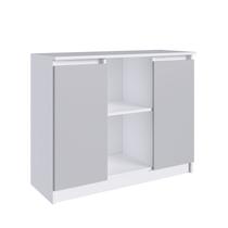Aparador Credencia 2 Portas Branco e Cinza M.Com