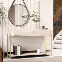 Aparador Curvo 1 Gaveta Pés e Puxador em Metal 100% MDF 121cm Tucupí Bege Aparador Curvo 1 Gaveta Pés e Puxador em Metal 100% MDF 121cm Tucupí Bege