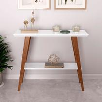 Aparador Davi 90x30 Tampo MDF 30mm pé em Madeira Branco Amadeirado Ofertamo