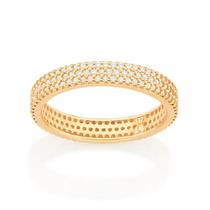 Aparador de aliança anel banhado ouro 3x 24k 18k e 22k rommanel cravejado zircônias 513306