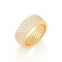 Aparador de aliança banhado ouro 3x 24k 18k e 22k anel de compromisso feminino rommanel todo cravejado zircônias 511467 Aparador de aliança banhado ouro 3x 24k 18k e 22k anel de compromisso feminino rommanel todo cravejado zircônias 511467