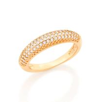 Aparador de aliança banhado ouro 3x 24k 18k e 22k anel feminino rommanel pavê três fileiras zircônias 511812 Aparador de aliança banhado ouro 3x 24k 18k e 22k anel feminino rommanel pavê três fileiras zircônias 511812