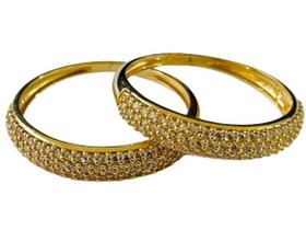 Aparador de Aliança Pedras de Zircônia Ouro 18k - 4.05
