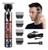 Aparador de cabelo sem fio com tela LCD 4 Limit Combs USB Charge