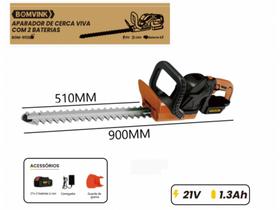 Aparador de cerca viva recarregavel c/2 baterias 21v bom-9112 - bomvink