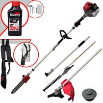 Aparador de Galho Multifuncional Toyama À Gasolina 43cc 1,8HP de Potência 9.200rpm Com Carretel + Faca 3 Pontas e Sabre 10 Polegadas + ÓLEO TOYAMA 2T