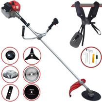 Aparador de Grama À Gasolina Anmax CG430-P 43cc 2HP 9.000rpm 2T Robusta e de Alta Performance Com 6 Opções de Cortes, Carretel + Kit Facas 2 Pontas, 3 Pontas, 40 Dentes e 80 Dentes + Escova de Aço