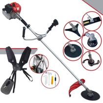 Aparador de Grama Alta Performance Anmax CG430P À Gasolina Motor 2 Tempos 43cc 2HP de Potência 9000rpm 5 Em 1 Com Carretel de Nylon + Lâmina 2 Pontas + Lâmina 3 Pontas + Lâmina 80 Dentes + Trimmer